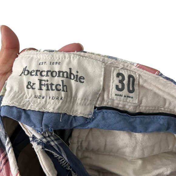 Abercrombie & Fitch Mens Multicolor Plaid Button Fly Shorts Size 30 - Picture 5 of 6